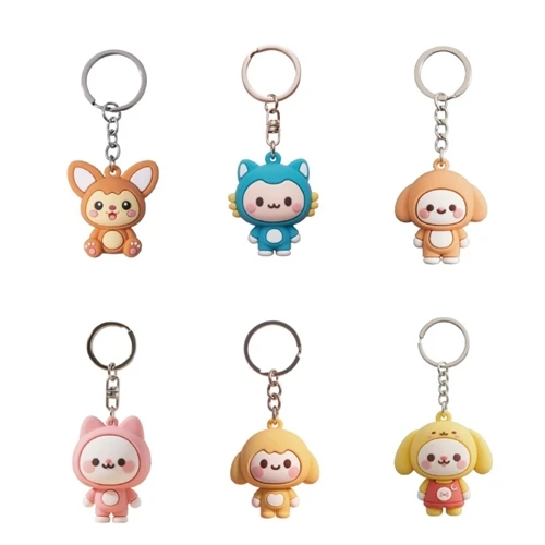 Fabricante de llaveros de personajes de mascotas de silicona OEM/ODM