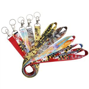 Cordón de nylon del llavero del poliéster con el sostenedor de la insignia de identificación