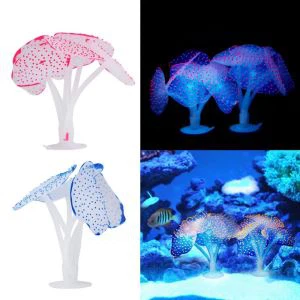 Plantas de pecera de acuario de silicona Adornos de efecto brillante