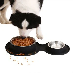 Alimentador de alfombrillas de silicona para alimentos, cuencos dobles para mascotas, perros, gatos