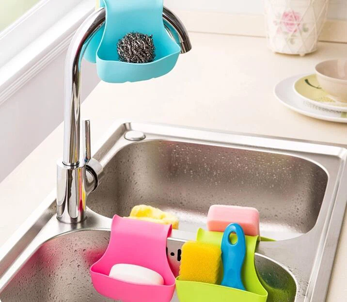 Kitchen Sink Shelf Silicone Hanging Bag Storage Basket