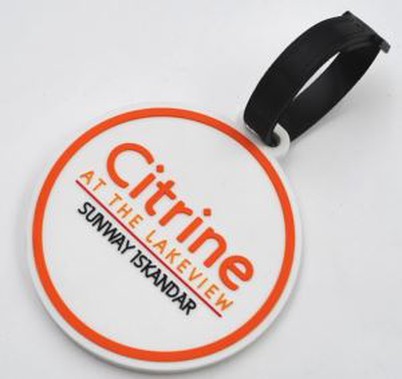 Etiqueta del nombre del equipaje de la forma redonda del silicón del viaje del aeroplano 3D