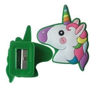 Sacapuntas de lápiz unicornio de goma de PVC suave
