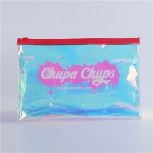 Bolso Ziplock olográfico impreso del PVC del logotipo para el maquillaje / el cosmético