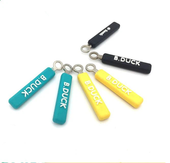 3d silicona cremallera puller goma cremallera cabeza PVC cremallera slider